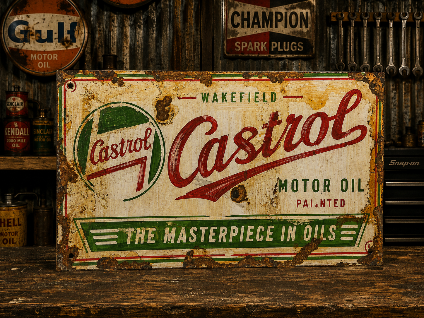 Handpainted Castrol Sign