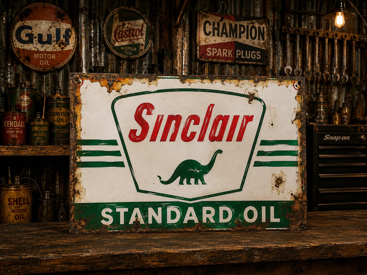 Hand Painted Vintage Sinclair Standard Oil Sign