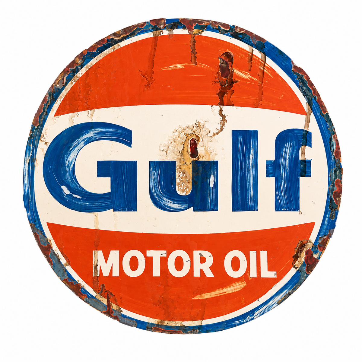 Hand Painted Vintage Gulf Motor Oil Sign