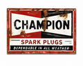 Hand Painted Vintage Champion Spark Plugs Sign