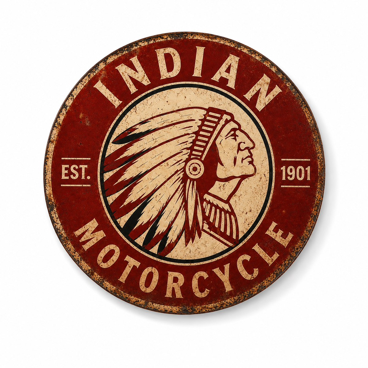 Hand Painted Vintage Indian Motorcycle Sign
