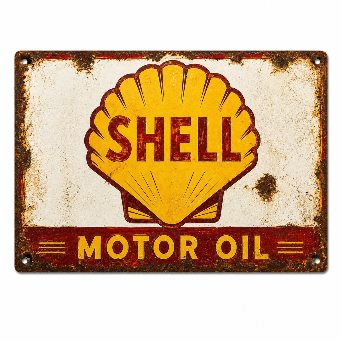 Hand Painted Vintage Shell Motor Oil Sign