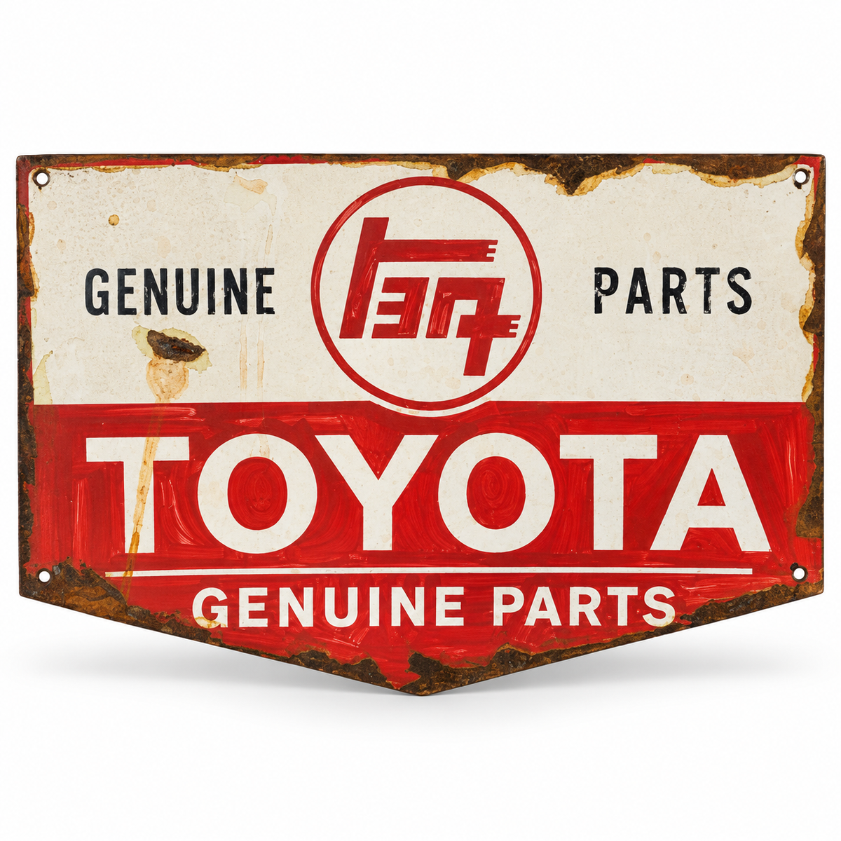 Hand Painted Vintage Toyota Genuine Parts Sign
