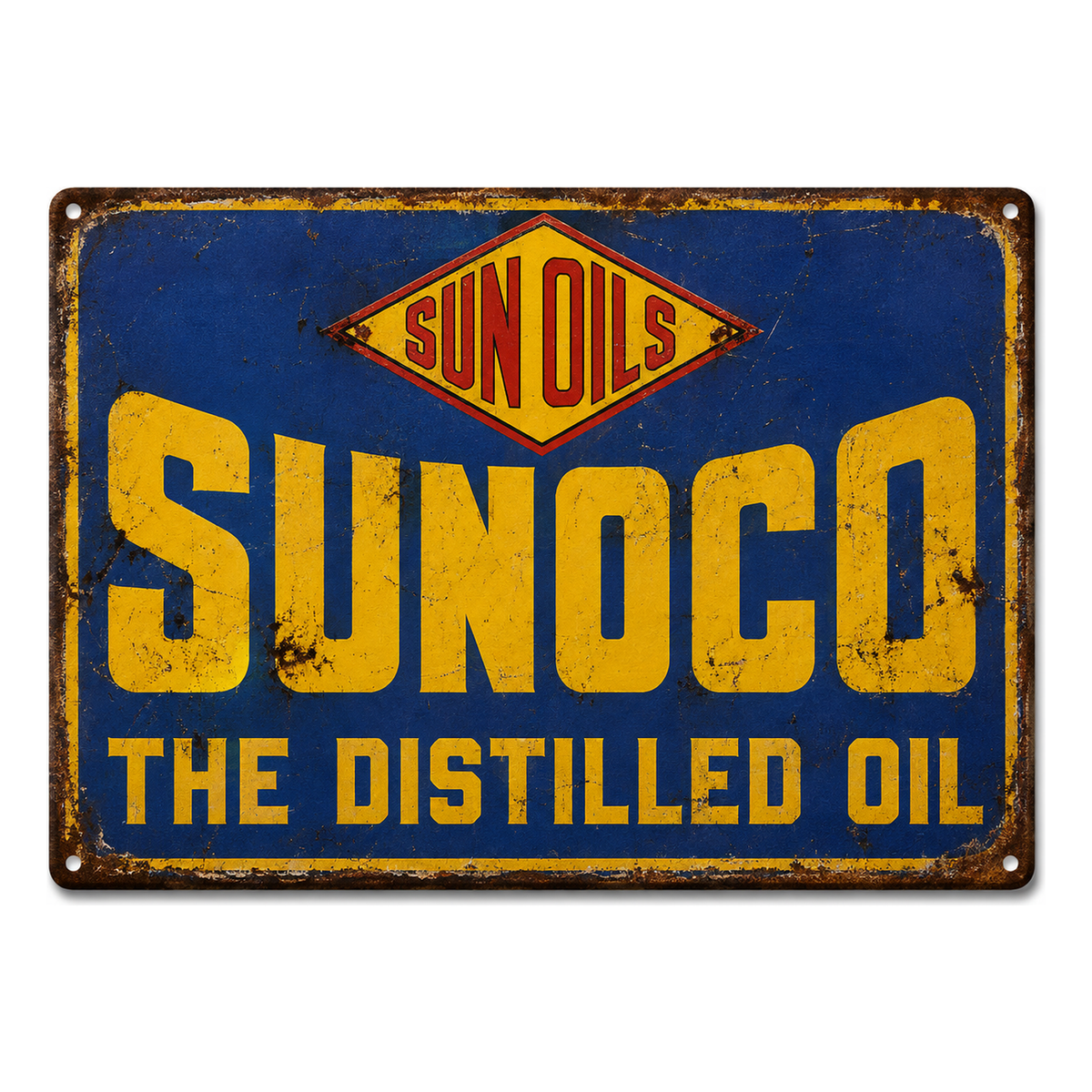 Sunoco “The Distilled Oil” Vintage Sign – Hand Painted to Order